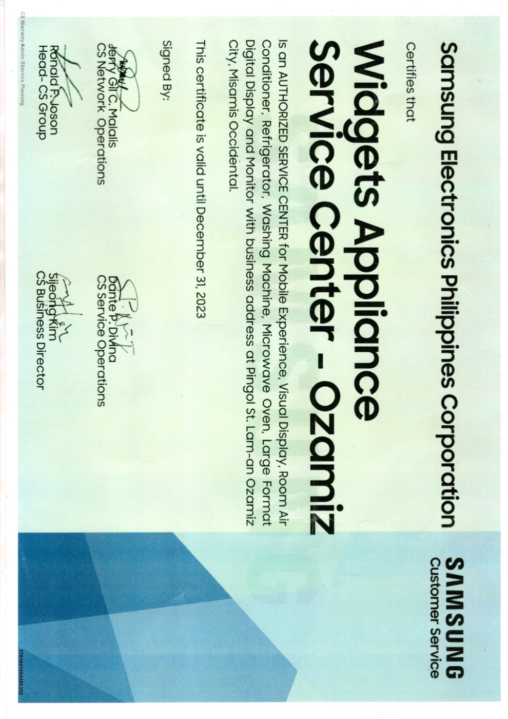 Samsung Certificate