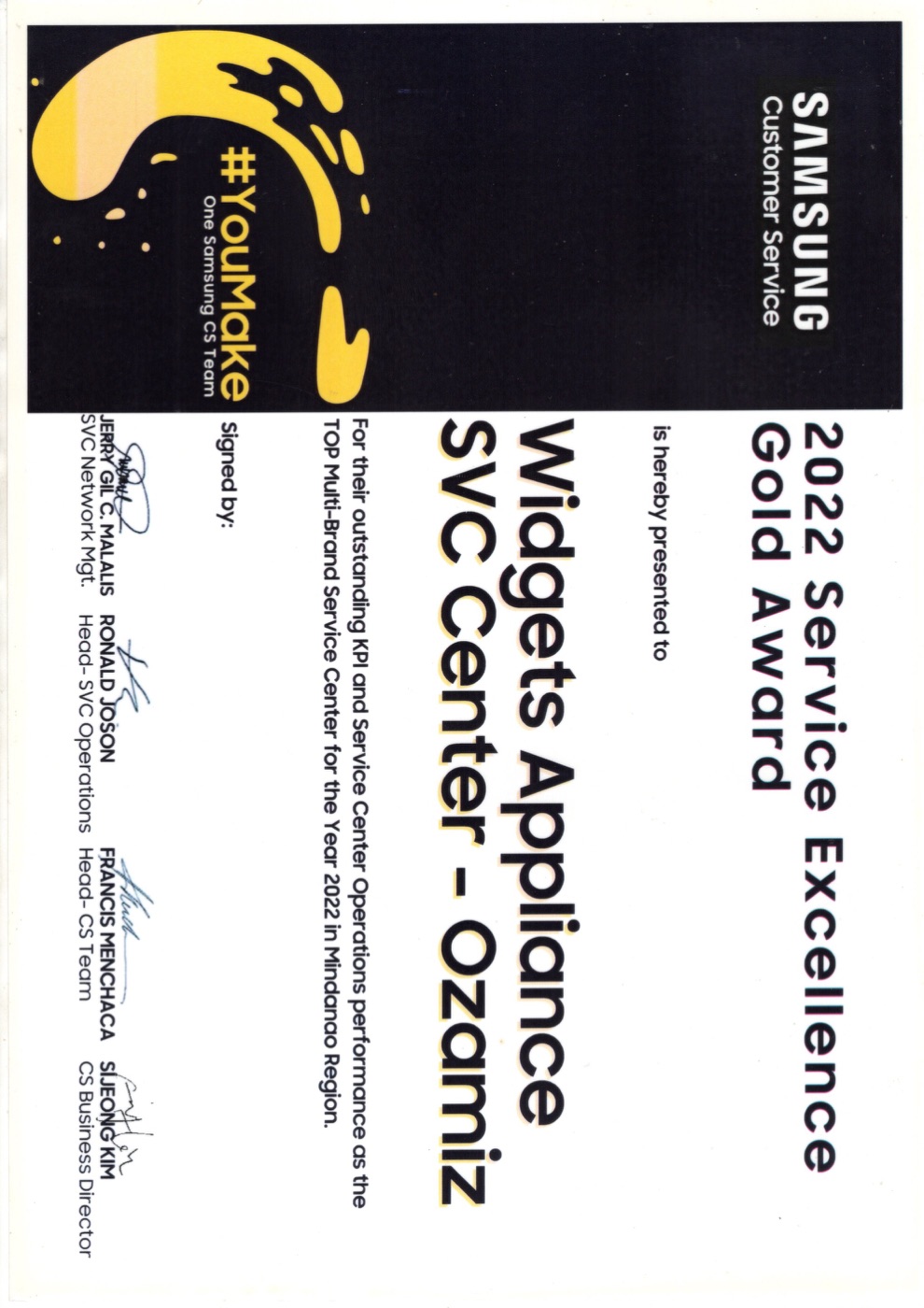 Samsung Gold Award
